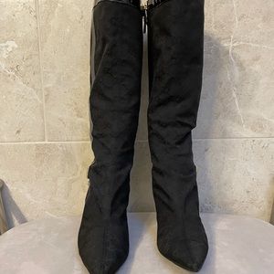 Gucci Black Canvas and Paton Leather Boots